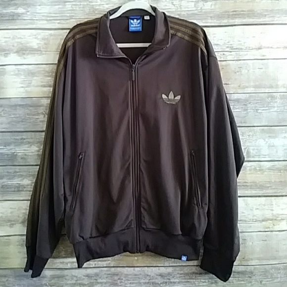 adidas track jacket brown